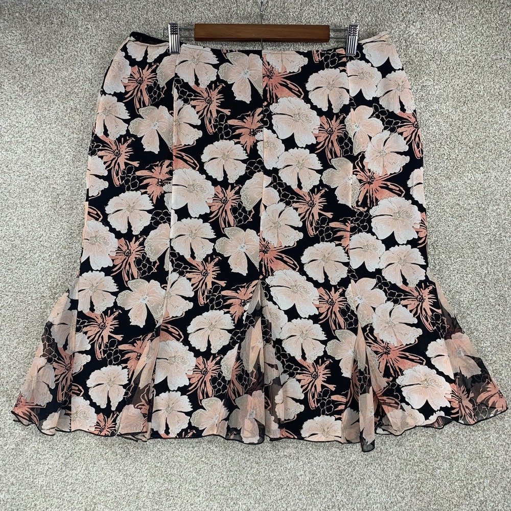 Alfani Silk Skirt 14 Fairycore Whimsigoth Floral Knee Length Frilly Coquette